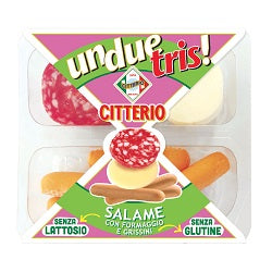 UNDUETRIS SALAME CON FORMAGGIO E GRISSINI G.80 SENZA GLUTINE E SENZA LATTOSIO